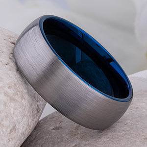 Tungsten Ring with Blue Interior - 8mm Width - TCR071