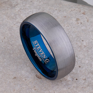 Tungsten Ring with Blue Interior - 8mm Width - TCR071