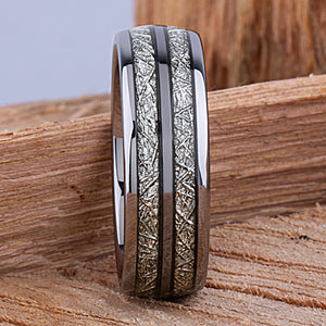 Tungsten Ring with Man Made Meteorite - 8mm Width - TCR123