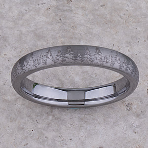 Pine Tree Forest Tungsten Ring - 4mm Width - TCR229