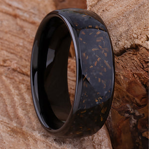 Black Agate and Tiger's Eye Tungsten Men's Wedding Ring - 8mm Width - TCR233