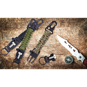 Steven G Paracord Carabiner Survival Keychain with Firestarter and Whistle - (pack of 2) PCKC062AGCA