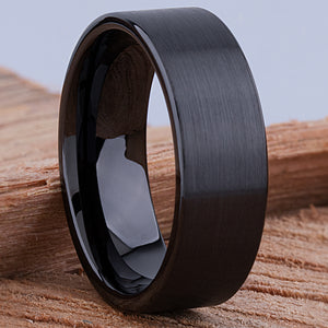 Black Ceramic Men's Wedding Ring - 8mm Width CER037-7 men’s wedding ring or engagement band, promise ring or anniversary ring gift for him - Steven G Designs