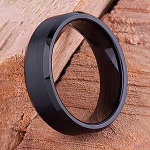 Black Tungsten Band 6mm - TCR108 unique black men’s wedding or engagement band or anniversary ring for him