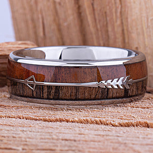 Tungsten Ring with Koa and Black Zebra Wood 8mm - TCR117 wood engagement band or wedding ring or promise band for boyfriend