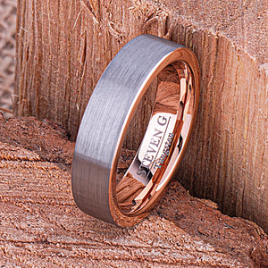 Rose Gold Tungsten Ring 6mm - TCR136 rose gold engagement band or wedding ring or promise band for boyfriend