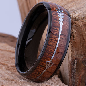 Tungsten Ring with Natural Padauk & Crateva Nurvala Wood Inlay - 8mm Width - TCR153
