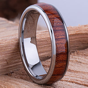 Tungsten Ring with Padauk Wood Inlay - 6mm Width - TCR160