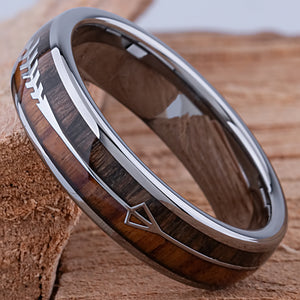 Tungsten Ring with Koa and Black Zebra Wood - 6mm Width - TCR161