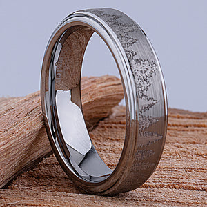 Forest Tungsten Band for Wedding or Engagement 6mm Wide, Unisex Promise Ring, Anniversary Band For Man or Woman, Tungsten Ring Tree Design