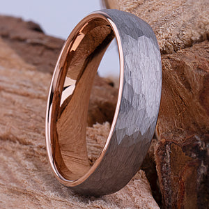 Tungsten Ring with Rose Gold - 6mm Width - TCR188