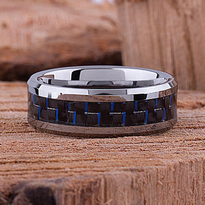 Tungsten Ring with Carbon Fiber 8mm - TCR091 unique carbon fiber men’s wedding or engagement band or anniversary ring