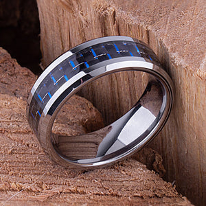 Tungsten Ring with Carbon Fiber 8mm - TCR091 unique carbon fiber men’s wedding or engagement band or anniversary ring