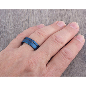 Black and Blue Tungsten Ring 8mm - TCR086 unique black and blue men’s engagement or wedding ring or anniversary band