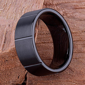 Men's Black Ceramic Engagement Band - 9mm Width CER046-8 men’s wedding ring or engagement band, promise ring or anniversary ring gift for him - Steven G Designs
