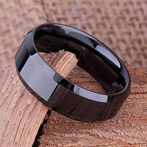 Black Ceramic Man's Wedding Ring - 8mm Width CER033-8 men’s wedding ring or engagement band, promise ring or anniversary ring gift for him - Steven G Designs
