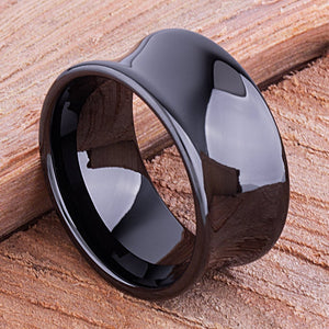 Men's Black Concave Ceramic Ring - 12mm Width CER072-8 men’s wedding ring or engagement band, promise ring or anniversary ring gift for him - Steven G Designs