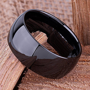 Men's Black Ceramic Wedding Band - 10mm Width CER034-7 men’s wedding ring or engagement band, promise ring or anniversary ring gift for him - Steven G Designs