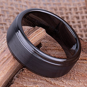 Black Men's Ceramic Wedding Ring - 9mm Width CER048-8 men’s wedding ring or engagement band, promise ring or anniversary ring gift for him - Steven G Designs