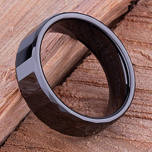 Black Ceramic Men's Wedding Ring 8mm Width CER053-8 men’s wedding ring or engagement band, promise ring or anniversary ring gift for him - Steven G Designs