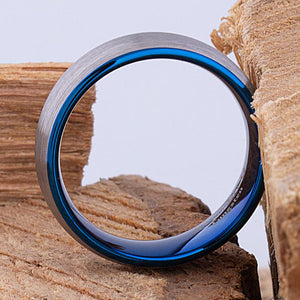 Tungsten Ring with Blue Plating 8mm - TCR071 unique blue men’s wedding or engagement band or anniversary ring