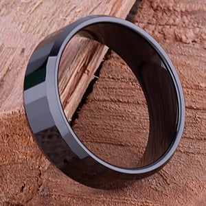 Men's Black Ceramic Wedding Ring - 8mm Width CER042-8 men’s wedding ring or engagement band, promise ring or anniversary ring gift for him - Steven G Designs