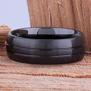 Men's Ceramic Wedding Ring - 8mm Width CER073-7 men’s wedding ring or engagement band, promise ring or anniversary ring gift for him - Steven G Designs