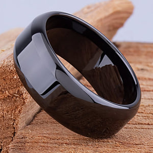 Black Ceramic Men's Engagement Band - 9mm Width CER057-8 men’s wedding ring or engagement band, promise ring or anniversary ring gift for him - Steven G Designs
