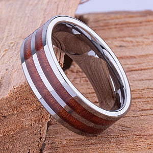 Tungsten Ring with Koa Wood 8mm - TCR092 wood engagement band or wedding ring or promise band for boyfriend