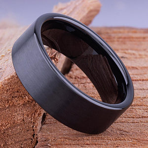 Black Ceramic Men's Wedding Ring - 8mm Width CER037-7 men’s wedding ring or engagement band, promise ring or anniversary ring gift for him - Steven G Designs