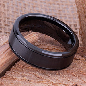 Black Ceramic Men's Wedding Ring - 8mm Width CER006-8 men’s wedding ring or engagement band, promise ring or anniversary ring gift for him - Steven G Designs