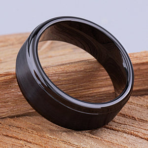 Black Men's Ceramic Wedding Ring - 9mm Width CER048-8 men’s wedding ring or engagement band, promise ring or anniversary ring gift for him - Steven G Designs