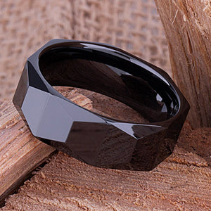 Black Men's Ceramic Wedding Ring - 8mm Width CER055-8 men’s wedding ring or engagement band, promise ring or anniversary ring gift for him - Steven G Designs