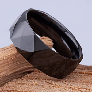 Men's Black Ceramic Wedding Band - 8mm Width CER061-8 men’s wedding ring or engagement band, promise ring or anniversary ring gift for him - Steven G Designs
