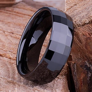 Men's Black Ceramic Wedding Ring - 8mm Width CER021-8 men’s wedding ring or engagement band, promise ring or anniversary ring gift for him - Steven G Designs