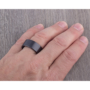 Black Men's Ceramic Wedding Ring - 10mm Width CER050-8 men’s wedding ring or engagement band, promise ring or anniversary ring gift for him - Steven G Designs