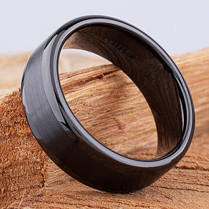 Black Ceramic Men's Wedding Band - 8mm Width CER044-8 men’s wedding ring or engagement band, promise ring or anniversary ring gift for him - Steven G Designs