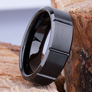 Black Ceramic Mens Wedding Ring - 8mm Width CER054-8 men’s wedding ring or engagement band, promise ring or anniversary ring gift for him - Steven G Designs