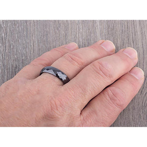 Ceramic Mens Wedding Band - 6mm Width CER030-8 men’s wedding ring or engagement band, promise ring or anniversary ring gift for him - Steven G Designs