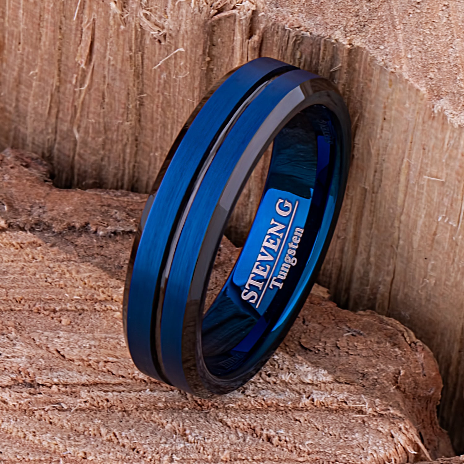 Blue Tungsten Rings