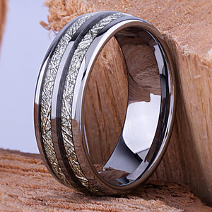 Tungsten Ring with Man Made Meteorite - 8mm Width - TCR123
