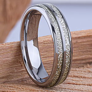 Tungsten Ring with Man Made Meteorite - 6mm Width - TCR142