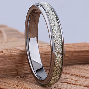 Tungsten Ring with Man-Made Meteorite - 4mm Width - TCR155