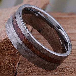 Tungsten Ring with Padauk Wood Inlay - 8mm Width - TCR199