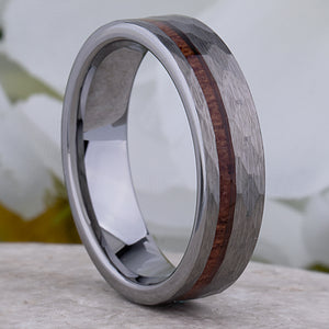 Tungsten Ring with Padauk Wood Inlay - 6mm Width - TCR219