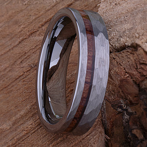 Tungsten Ring with Padauk Wood Inlay - 6mm Width - TCR219