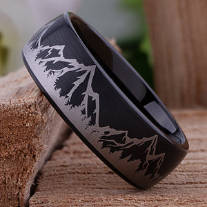 Mountain Design Black Tungsten Nature Ring - 8mm Width - TCR230