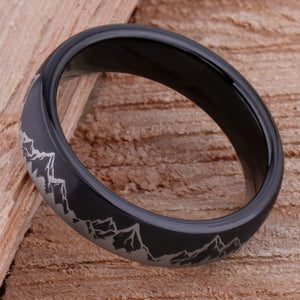 Mountain Design Black Tungsten Nature Ring - 6mm Width - TCR239