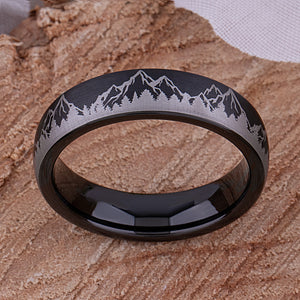 Mountain Design Black Tungsten Nature Ring - 6mm Width - TCR239