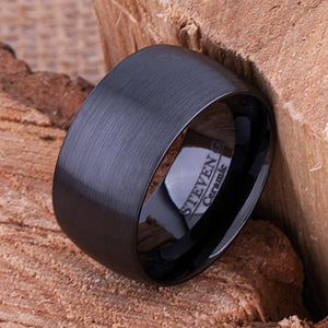 Black Ceramic Men's Wedding Ring - 12mm Width - CER038